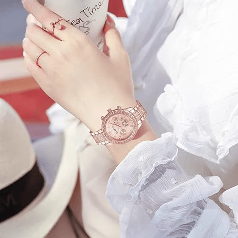 Waterproof Luxury Women's Watch Classic Stainless Steel Quartz Crystal Dial